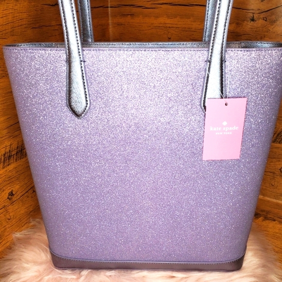 NWT kate spade Tinsel Lilac Frost Purple Glitter Shoulder Tote Bag Handbag - Picture 3 of 6